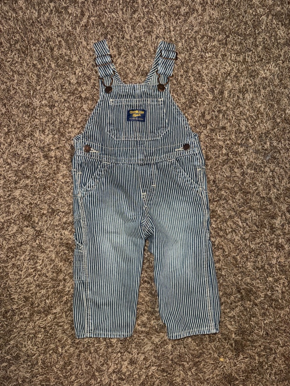 OshKosh B'gosh Blue & White Pinstripe Overalls